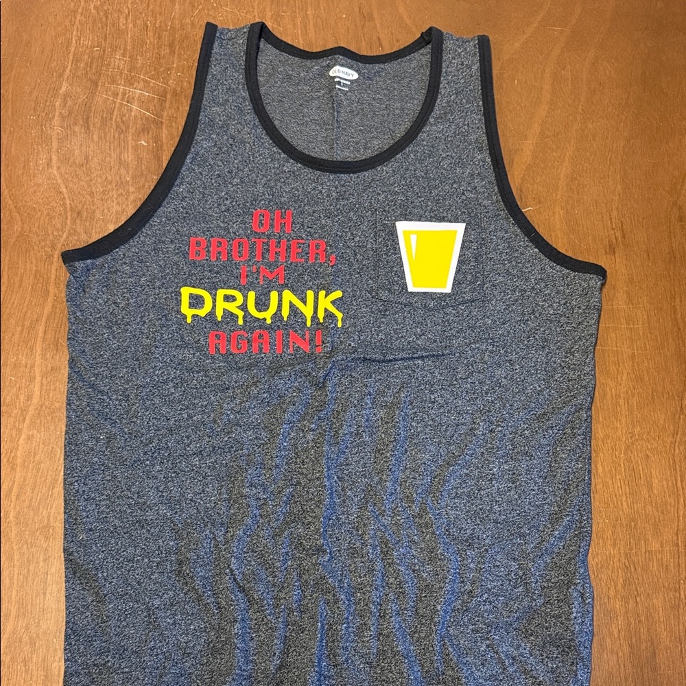 Gray Old Navy Tank Top with Red and Yellow Print